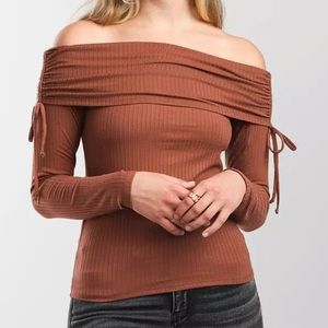 Daytrip Mahogany Off the Shoulder Top
